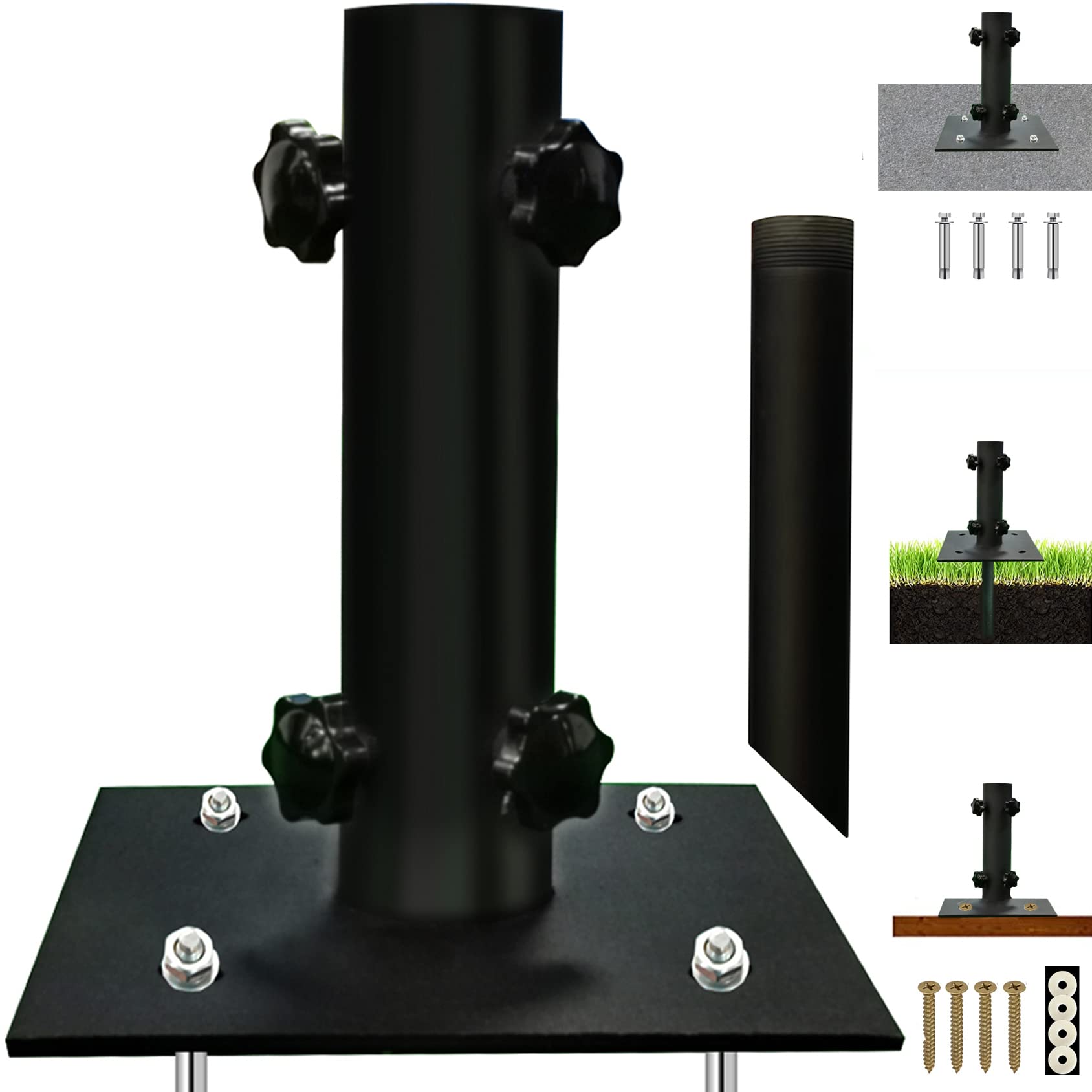 Atsasaye Umbrella Base black metal front view