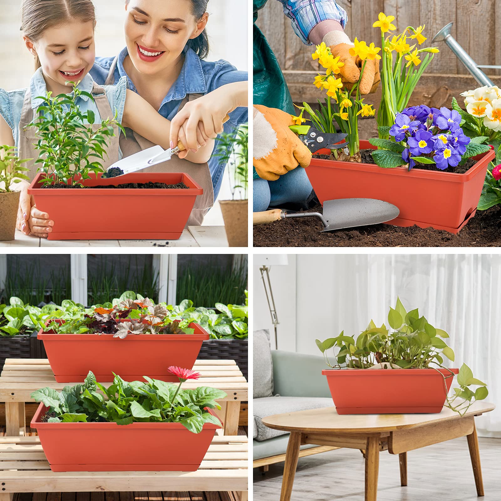 Attached drainage tray of CHUKEMAOYI Window Box Planter
