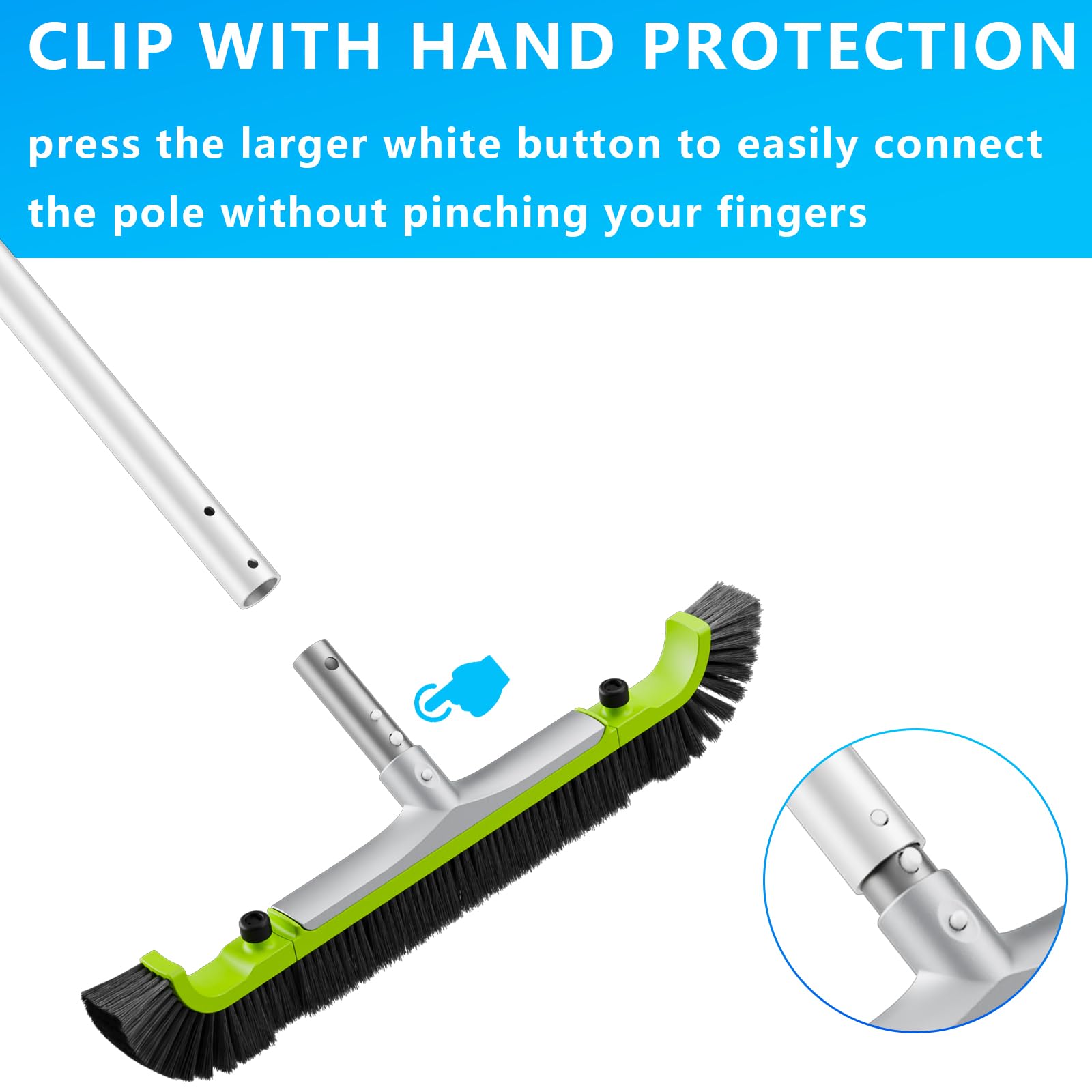 Attachment clip feature of Sepetrel pool brush