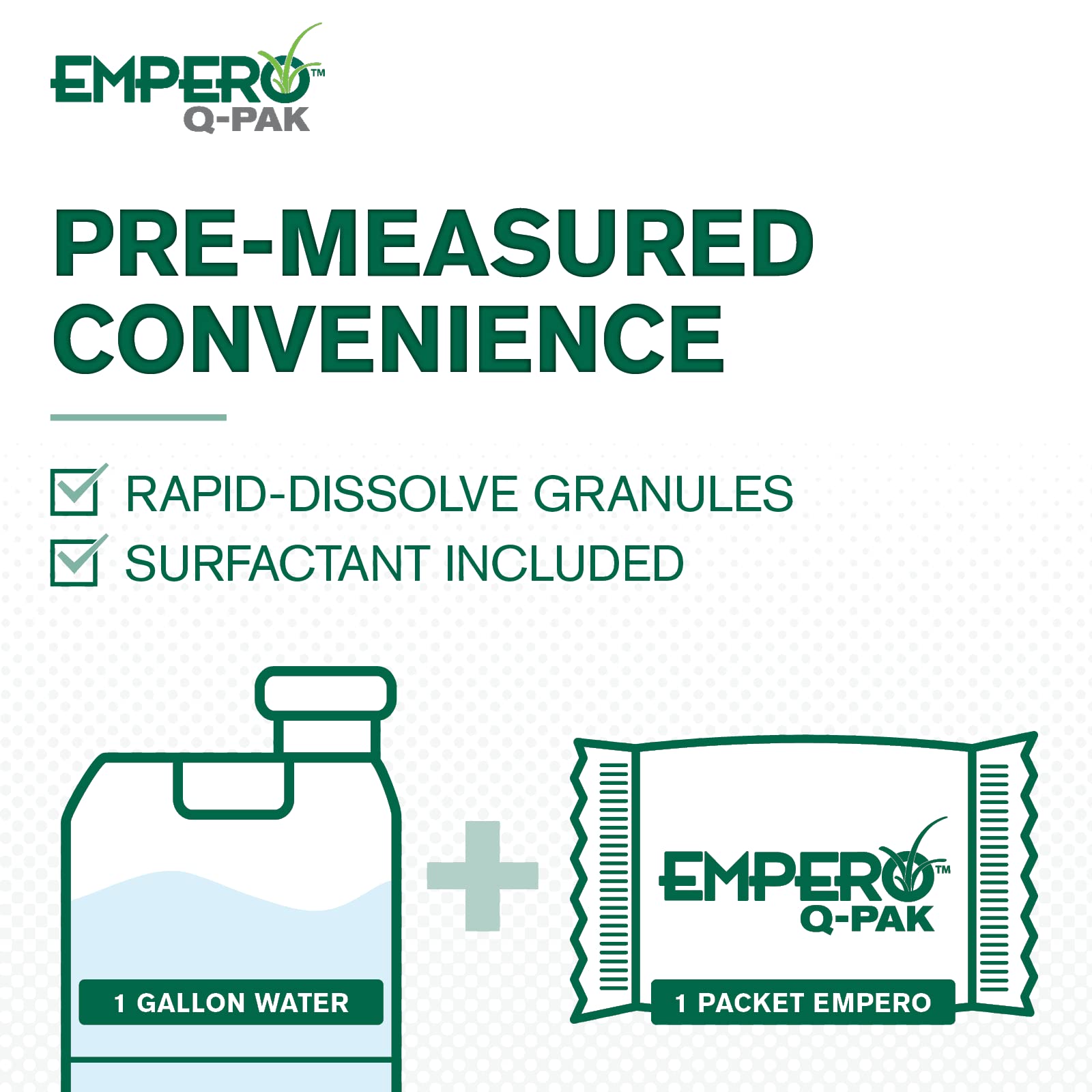 Atticus Empero Q-Pak herbicide granules in a hand