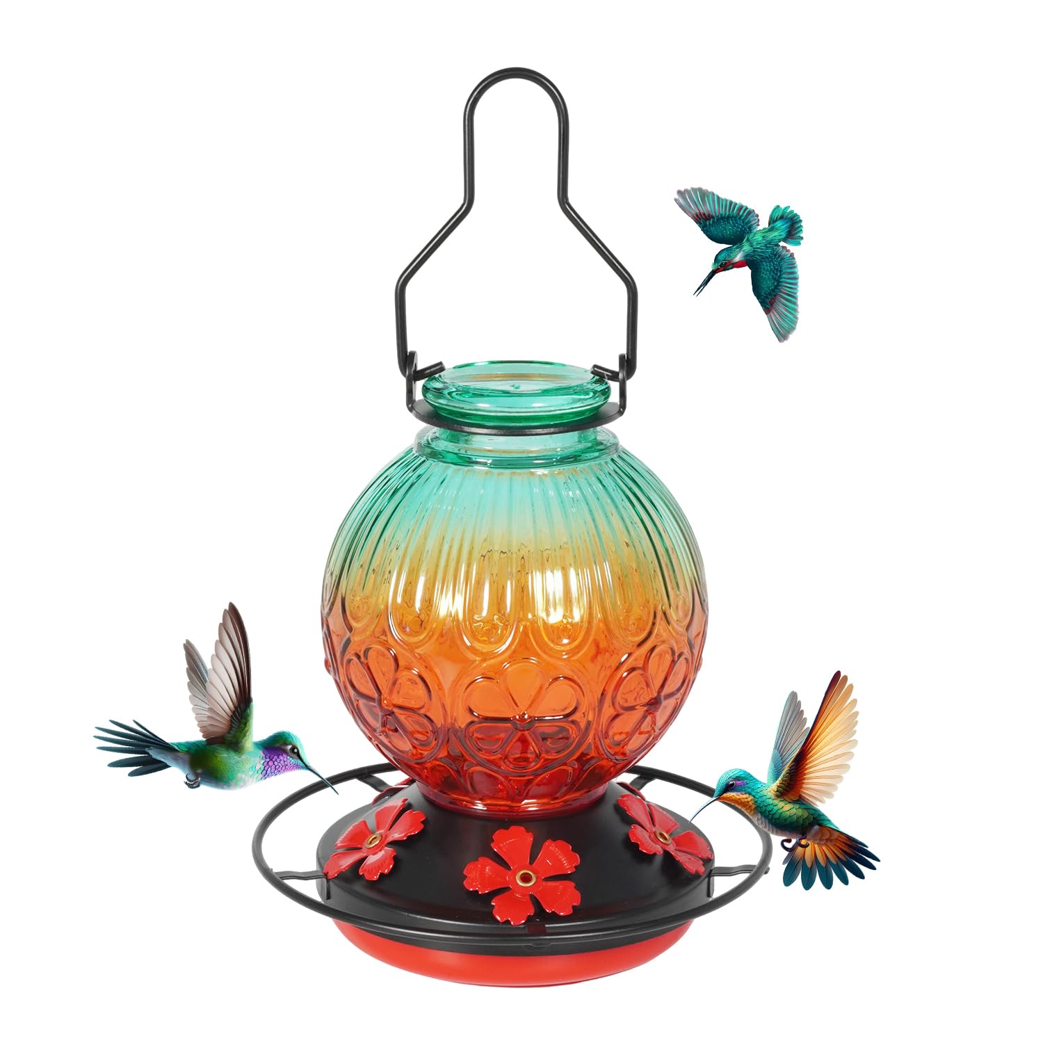 Aubingmotor Hummingbird Feeder front view with green glass