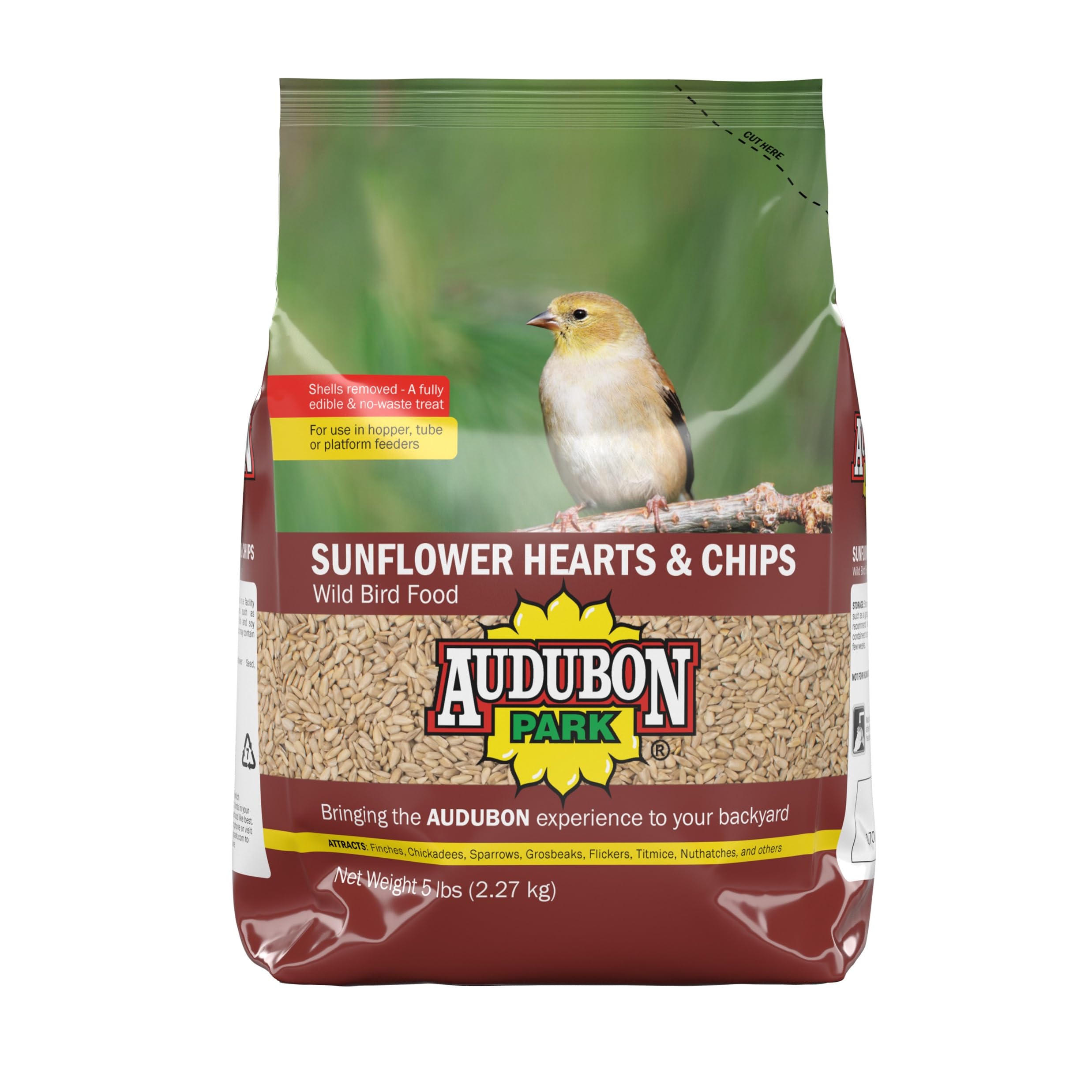 Audubon Park Sunflower Hearts & Chips Wild Bird Food 5-Pound Bag front view