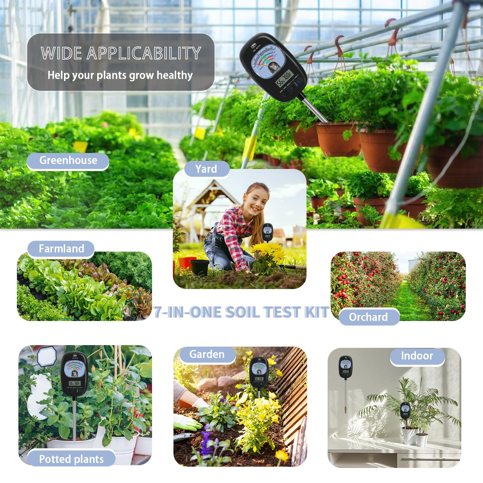 Auduto soil tester in a garden setting