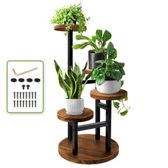 AUGOSTA 4 Tier Corner Plant Stand front view with plants