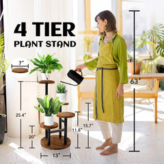 AUGOSTA 4 Tier Corner Plant Stand side view with flowers
