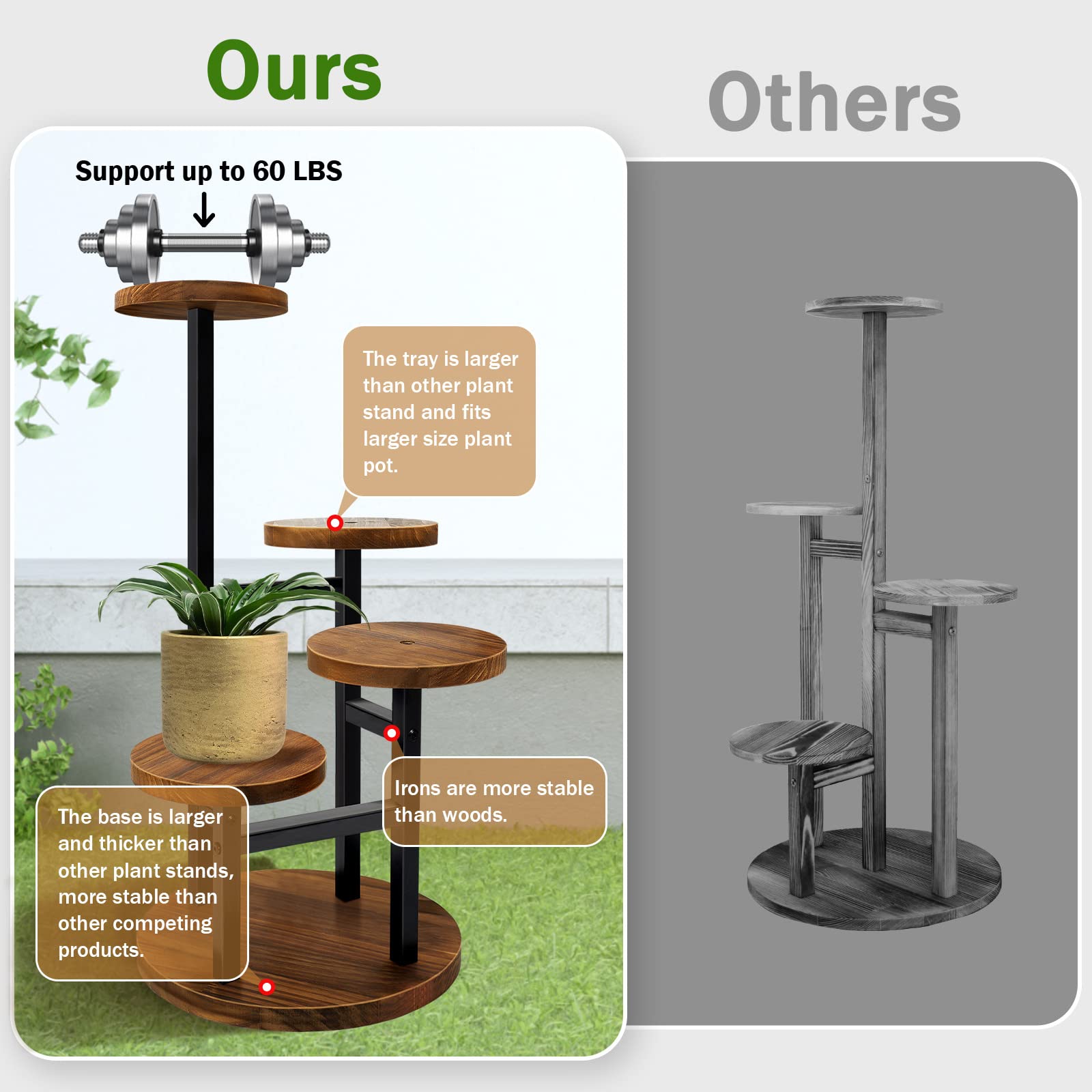 AUGOSTA 4 Tier Corner Plant Stand with decorative items