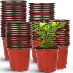Augshy 150 Pcs 4-Inch Plastic Nursery Pots, Red