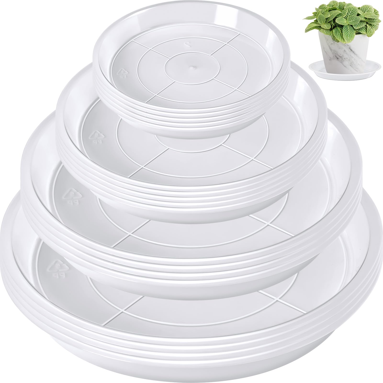 Augshy 18 Pack Plant Saucer Set, clear trays of various sizes