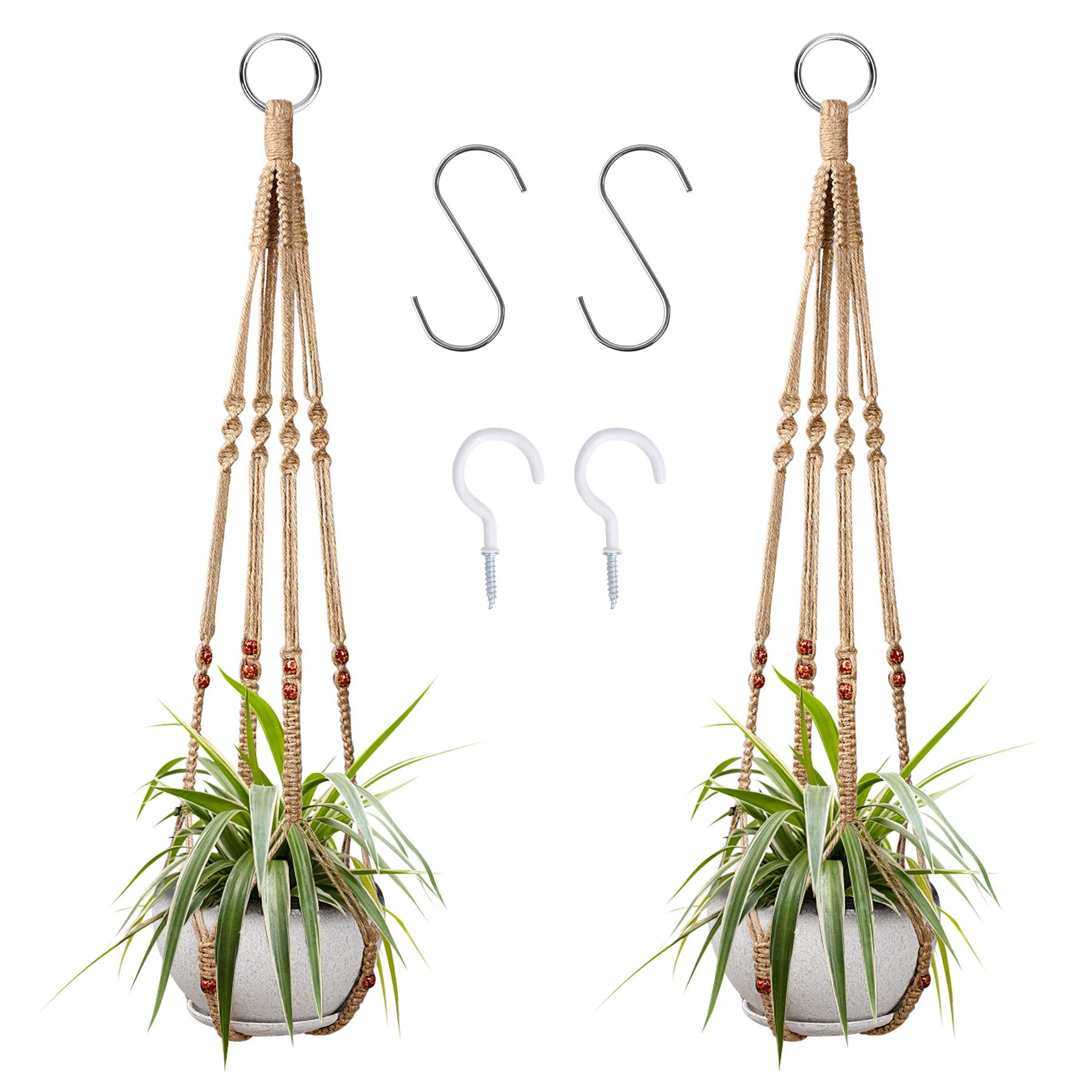 Augshy 35 Inch Cotton Plant Hanger, front view with plant