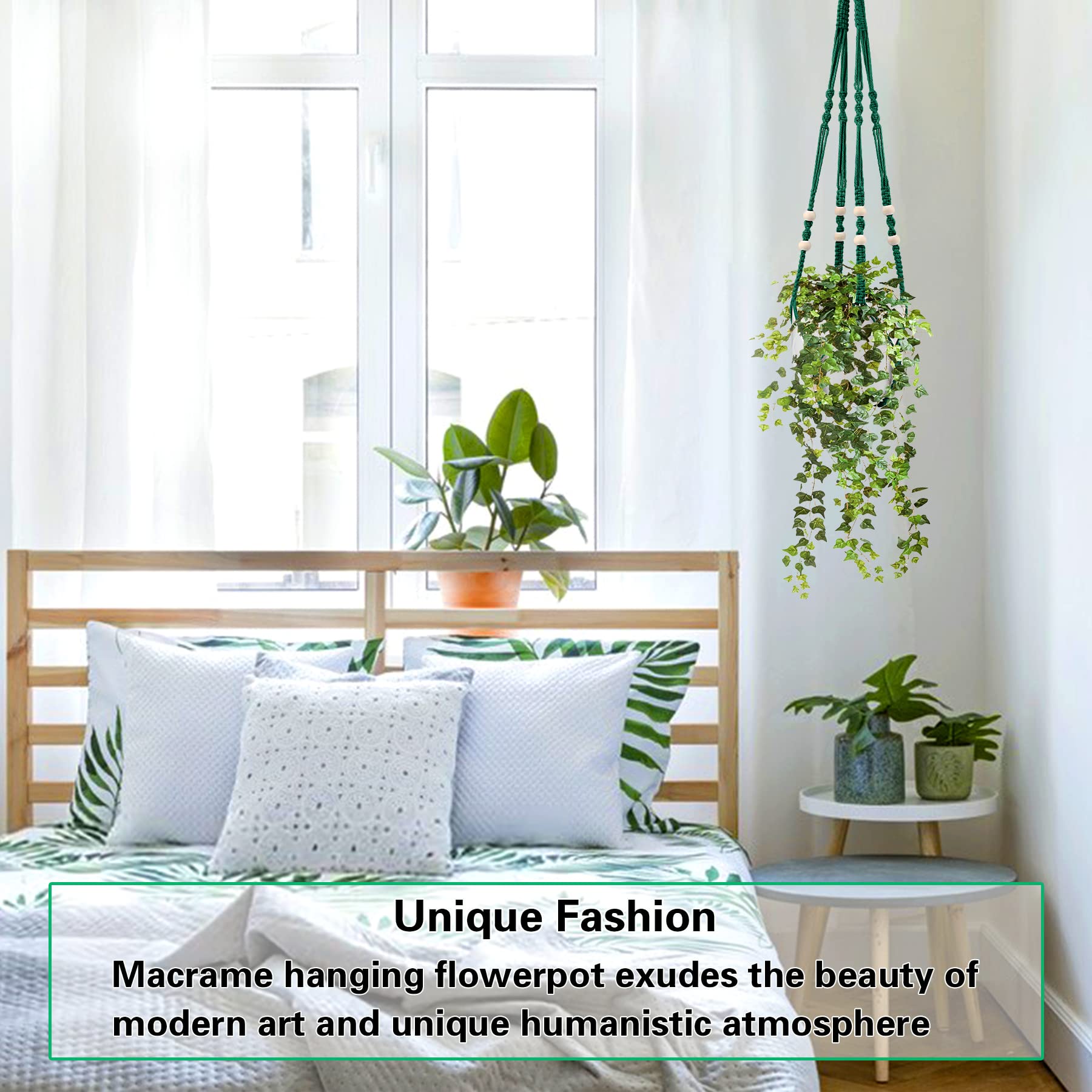Augshy dark green plant hangers with hooks included