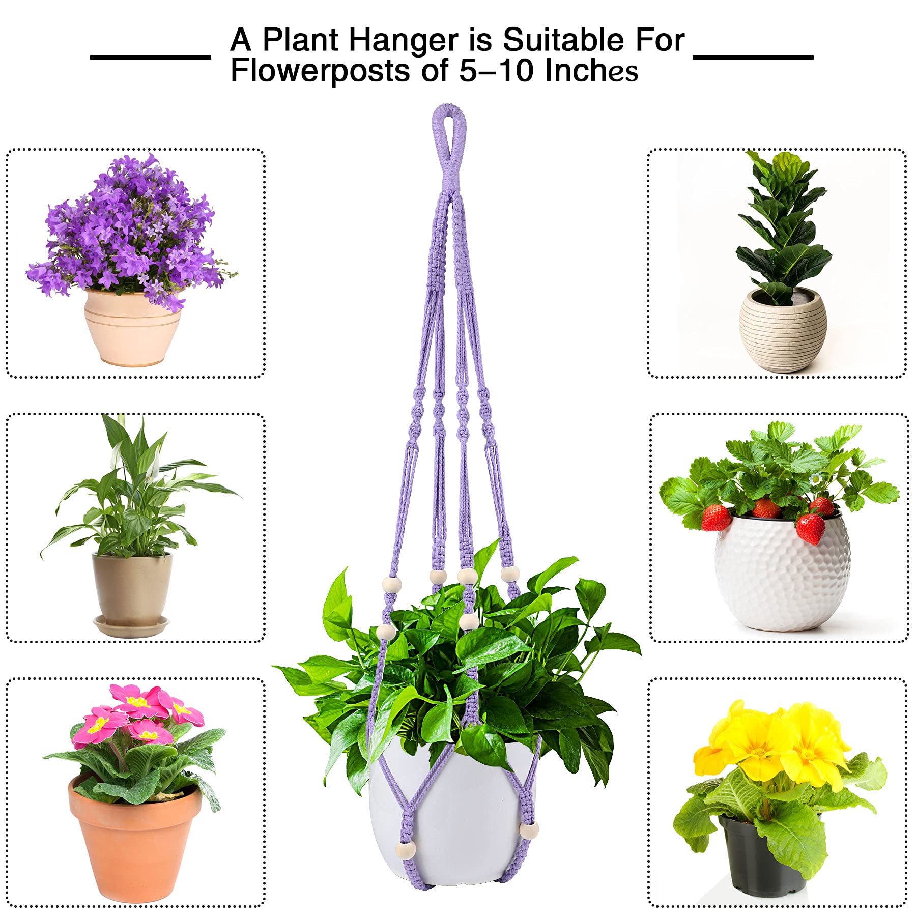 Augshy Macrame Hanging Planter displayed in a modern living room setting