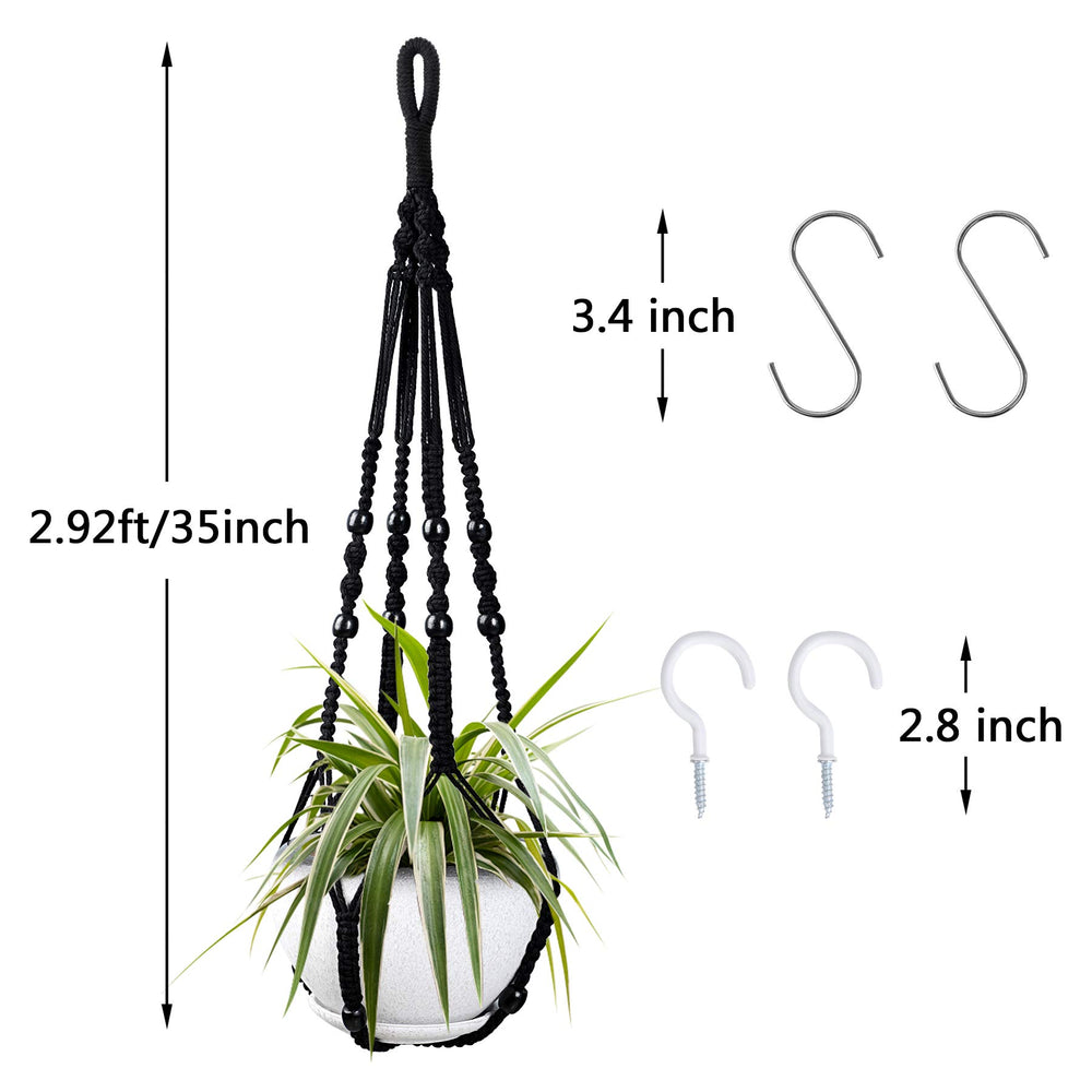 Augshy Macrame Hanging Planter with decorative wood beads