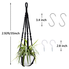 Augshy Macrame Hanging Planter with decorative wood beads