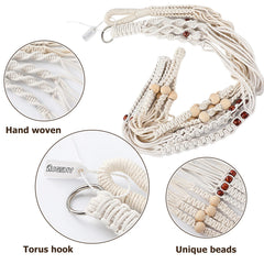 Augshy Macrame Plant Hanger hanging from a ceiling hook