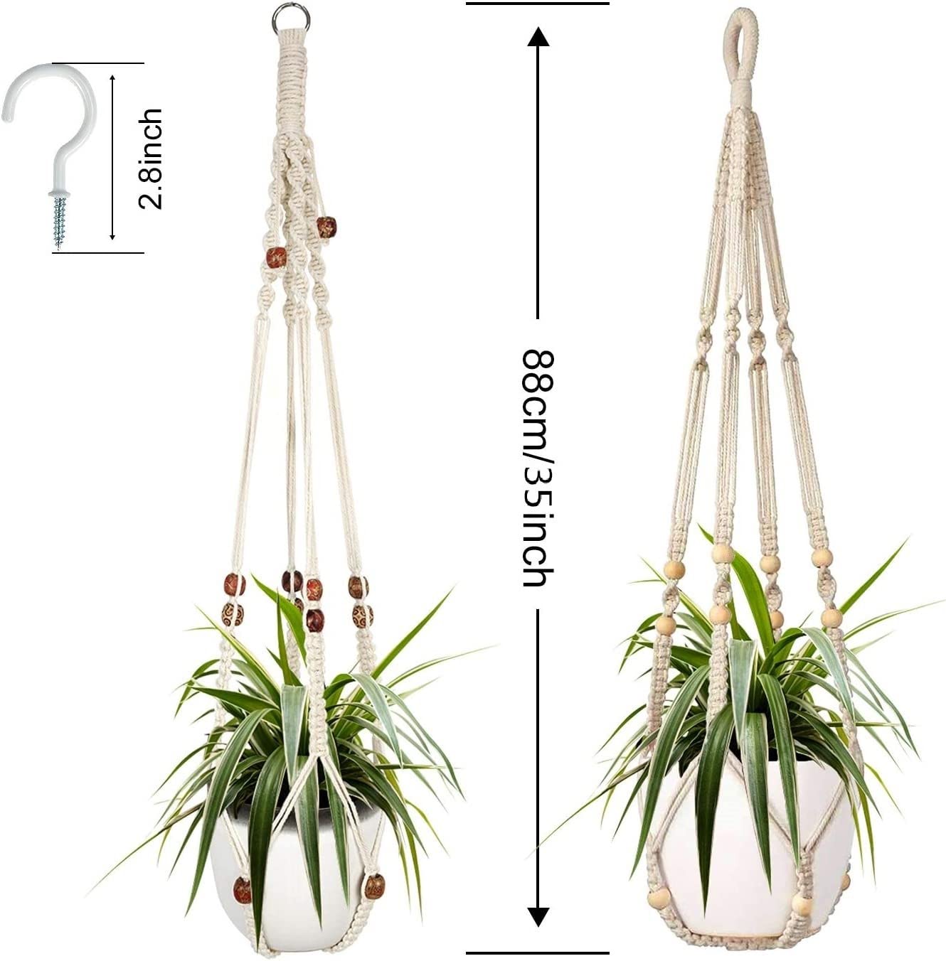 Augshy Macrame Plant Hanger with decorative wood beads