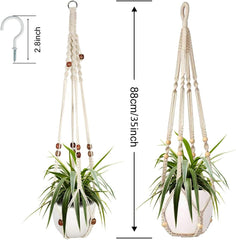 Augshy Macrame Plant Hanger with decorative wood beads