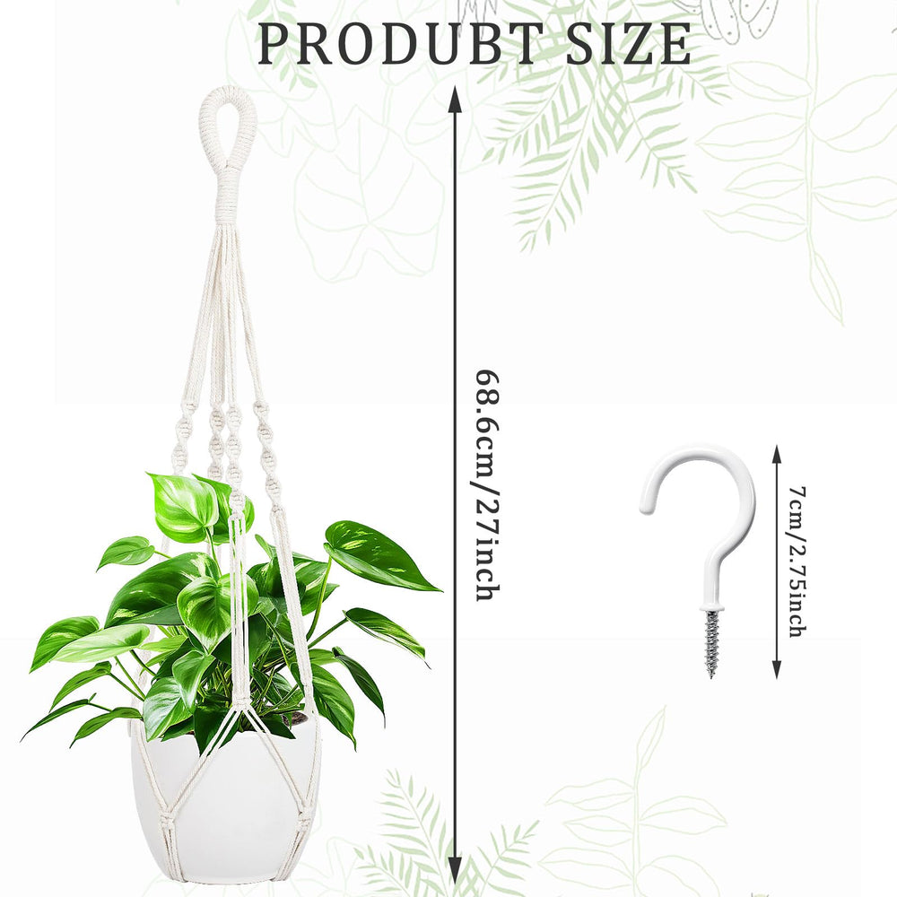 Augshy macrame plant hanger with hooks shown in use
