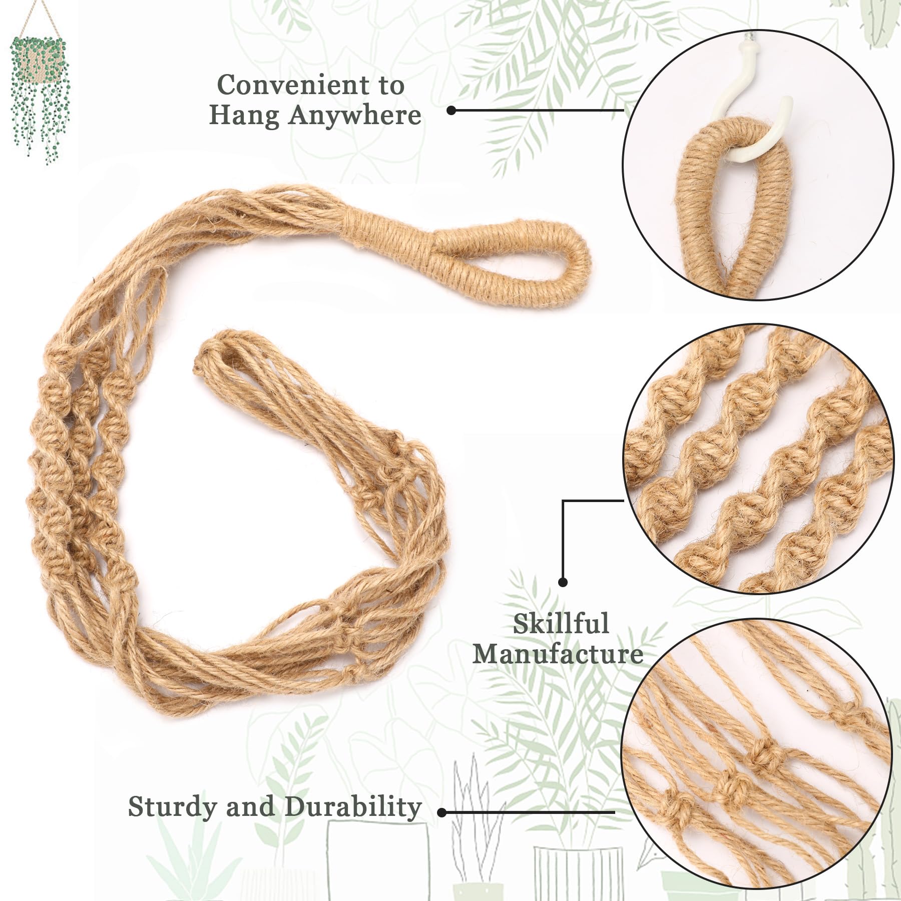 Augshy macrame plant hangers displayed in a living room setting