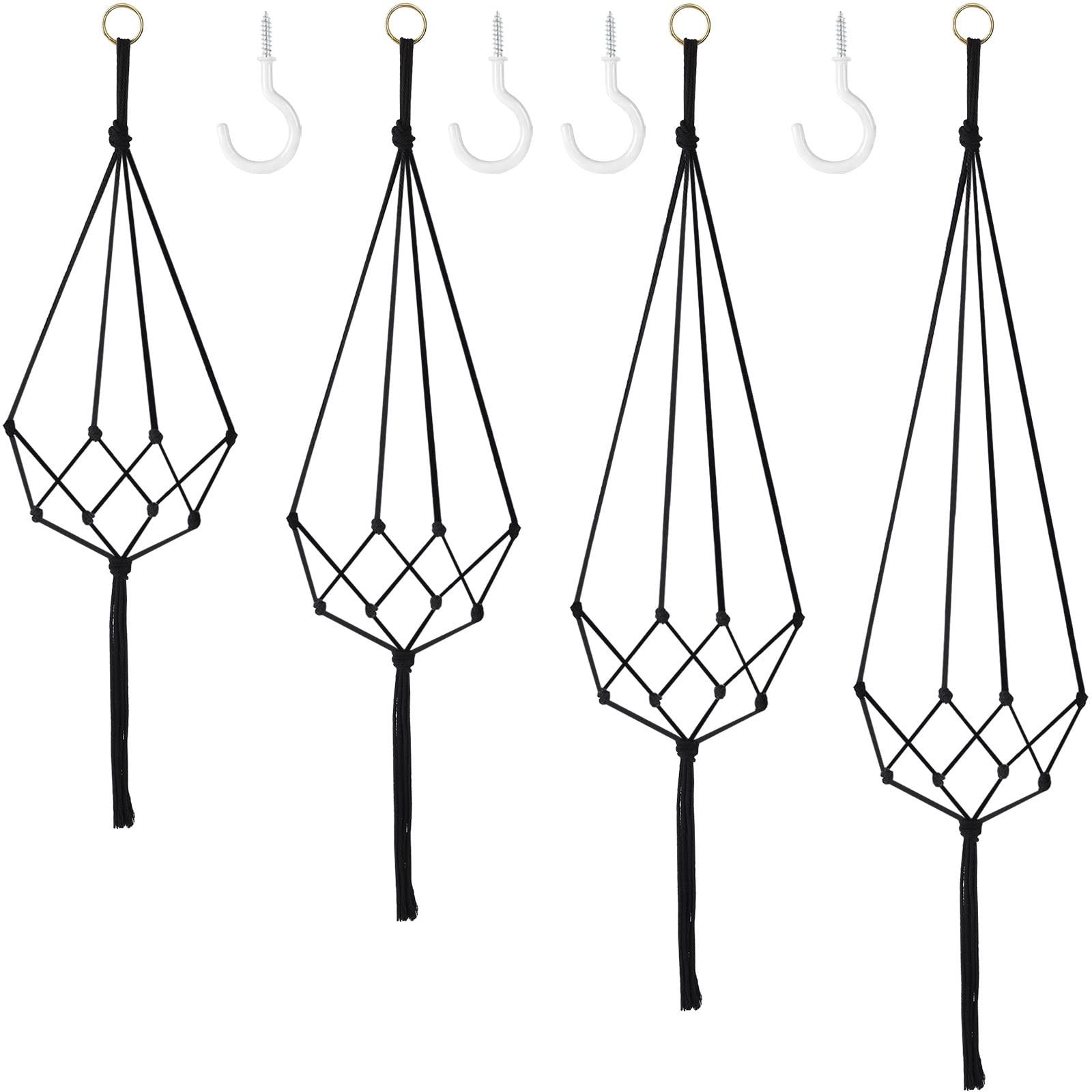 Augshy Macramé Plant Hangers set of four black hangers