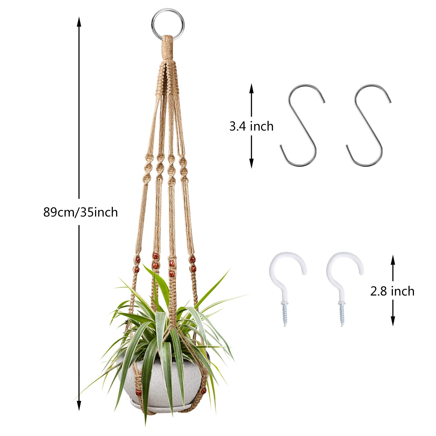 Augshy plant hanger with decorative wood beads
