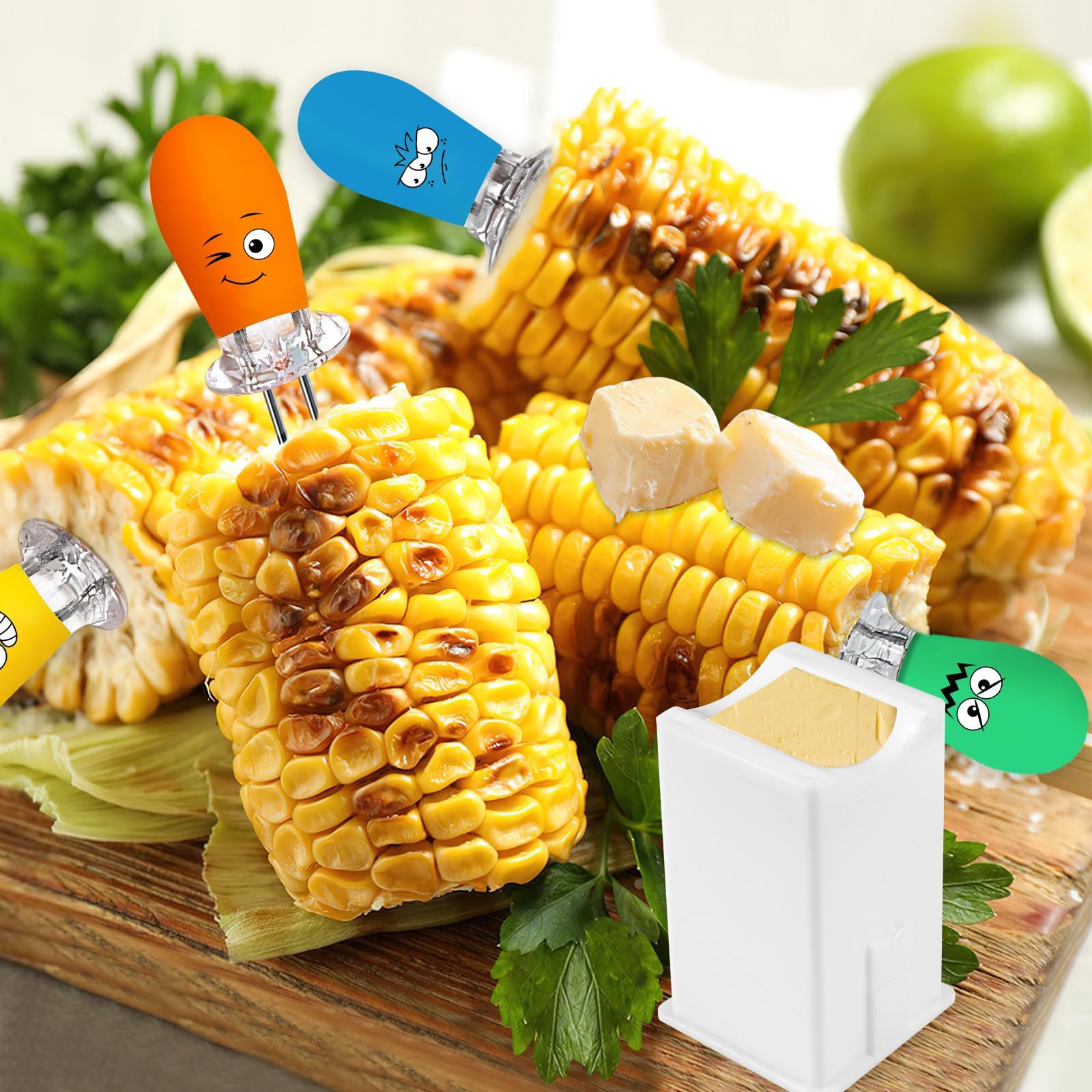 AUGSUN Corn Holders in use during a barbecue