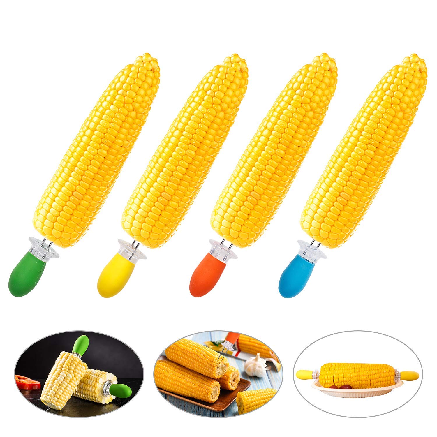 AUGSUN corn holders set with different colour pairs