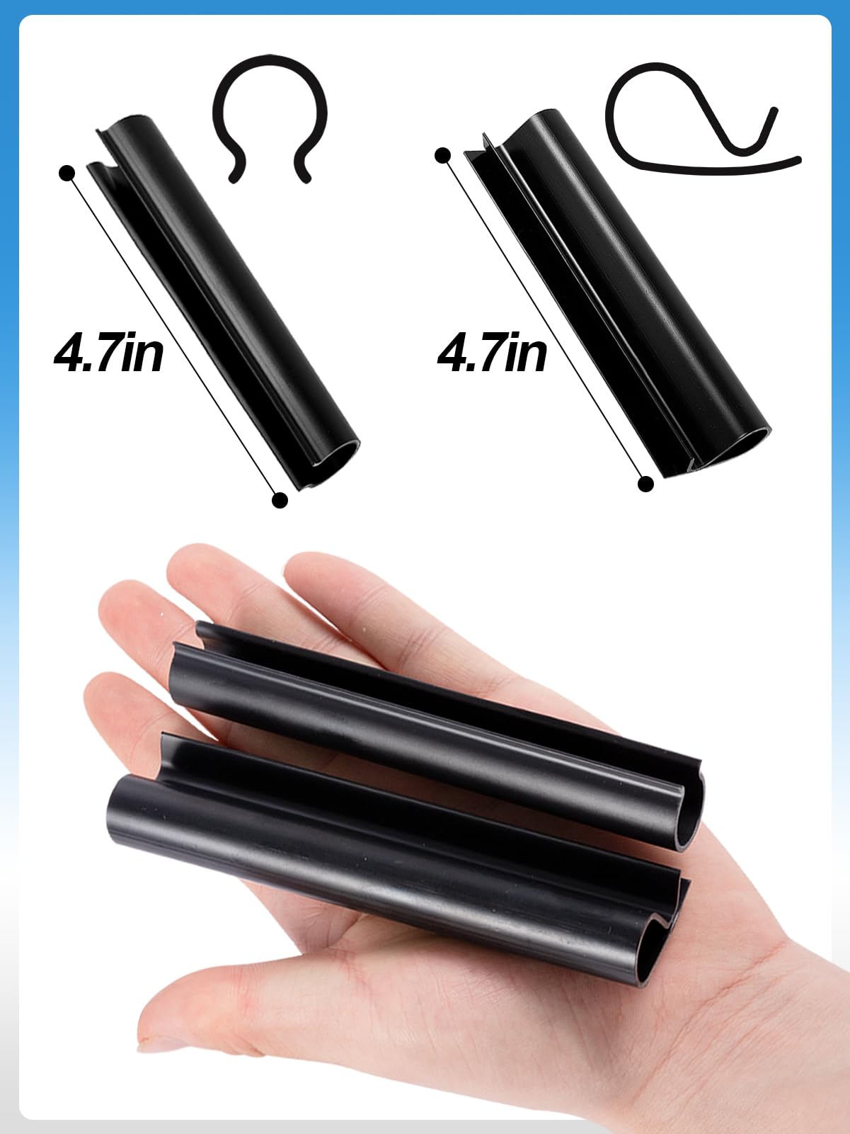 Aulock winter pool cover clips displayed with a measuring tape
