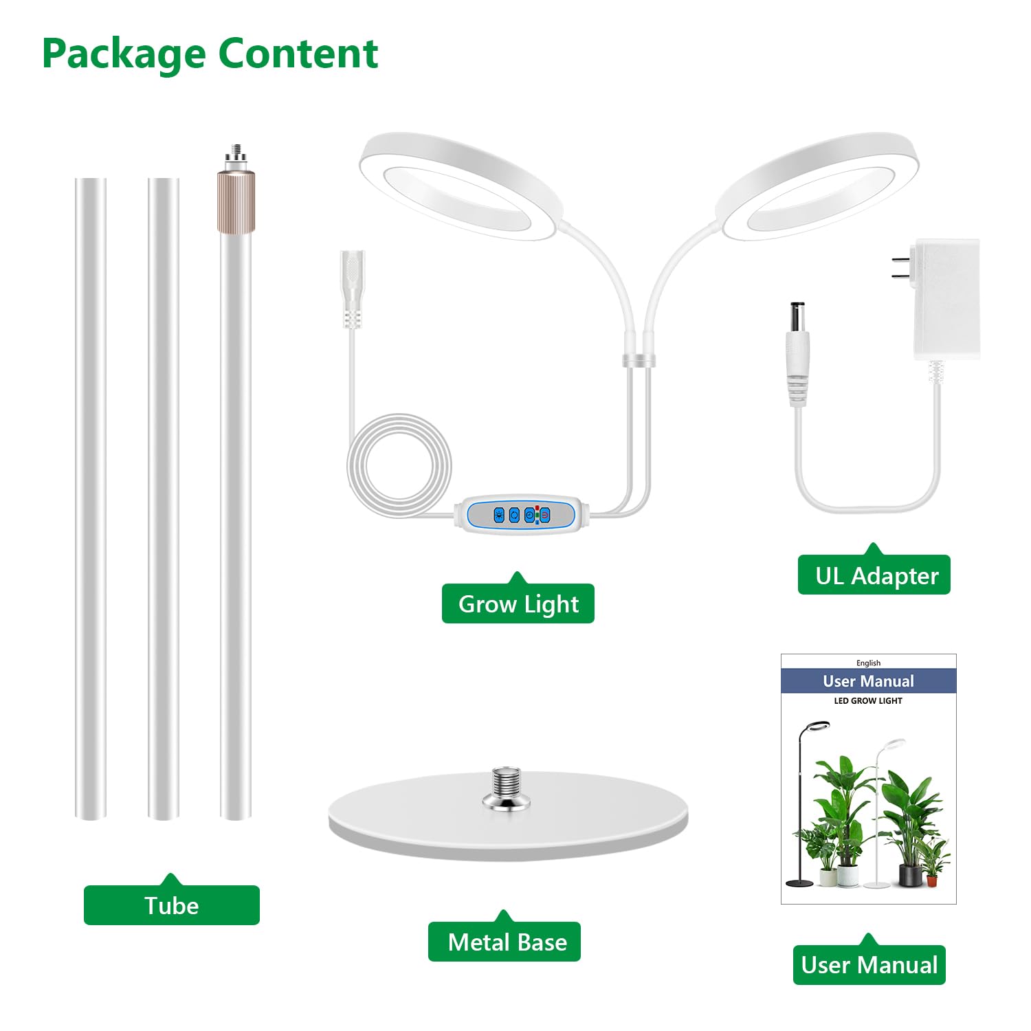 Aumtrly grow light illuminating various indoor plants