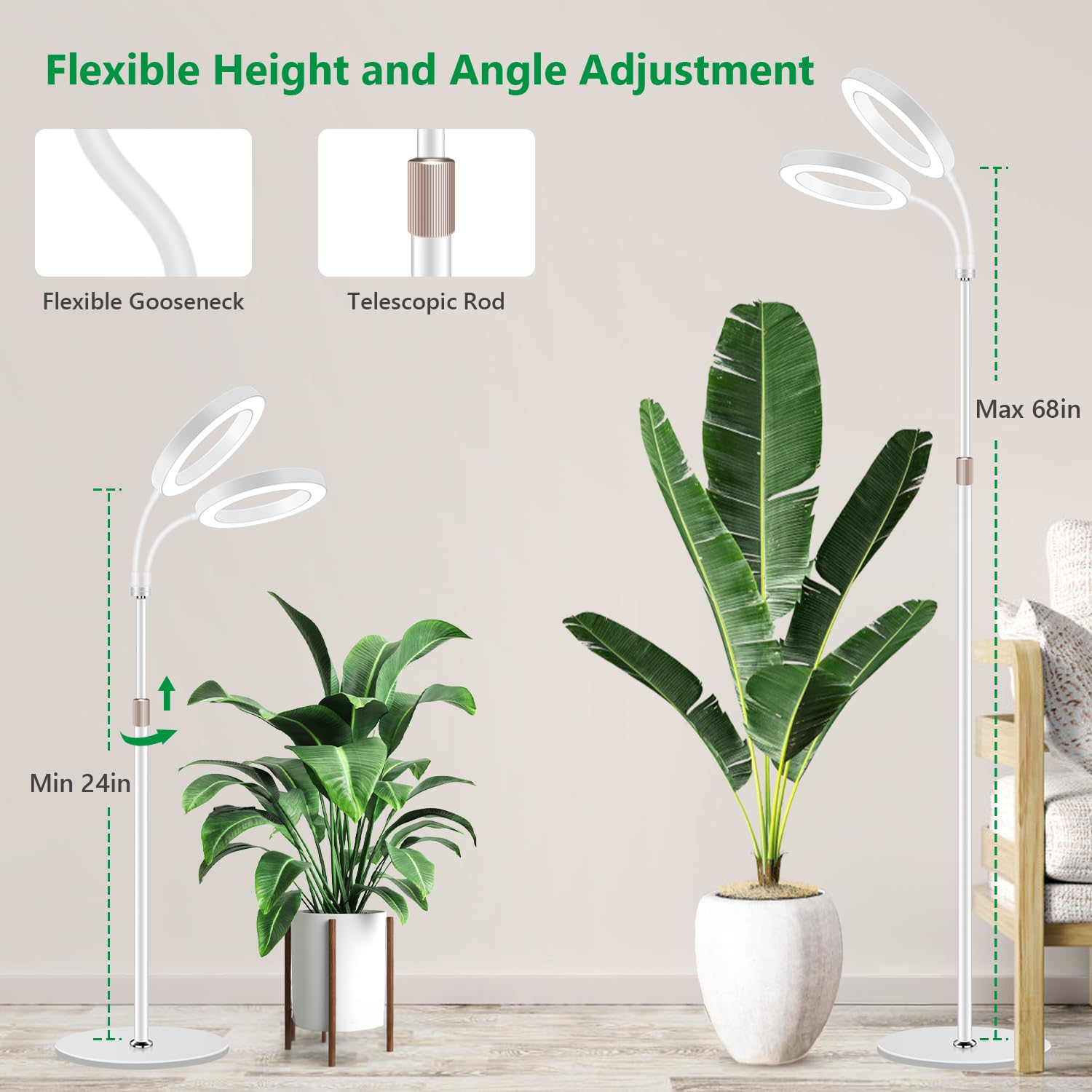 Aumtrly Large Plant Grow Light adapter and specifications