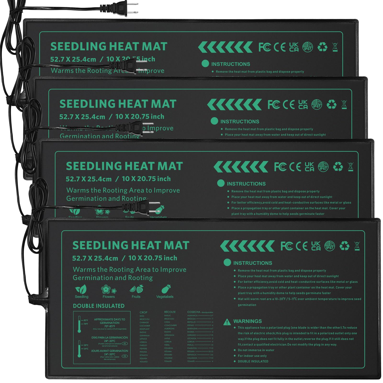 AUPETEK Seedling Heat Mat 10" x 20.75" front view