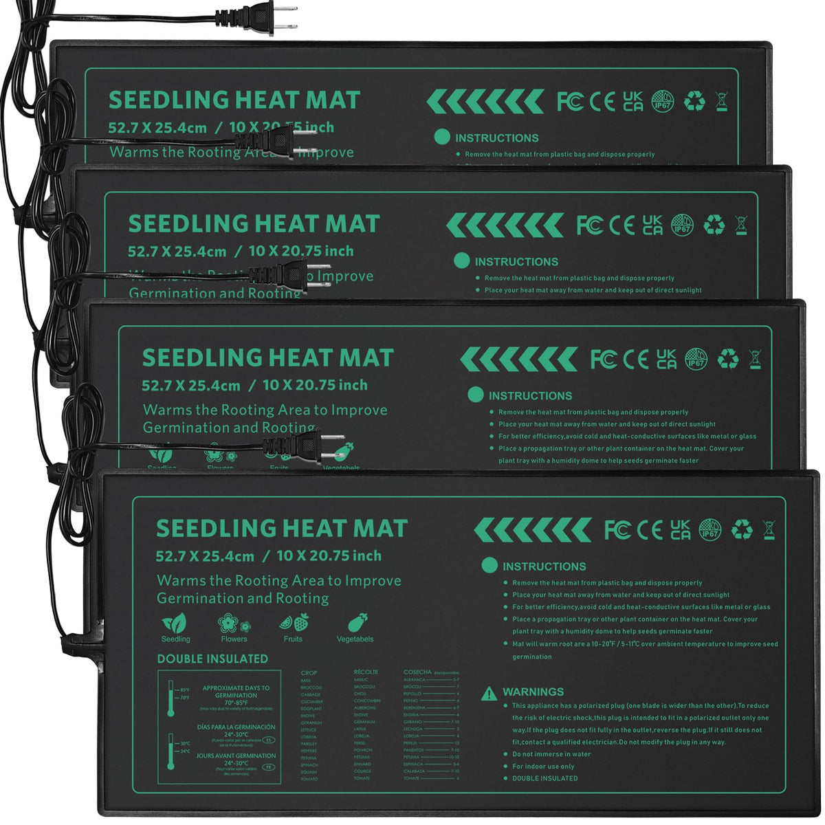 AUPETEK Seedling Heat Mat 10" x 20.75" front view