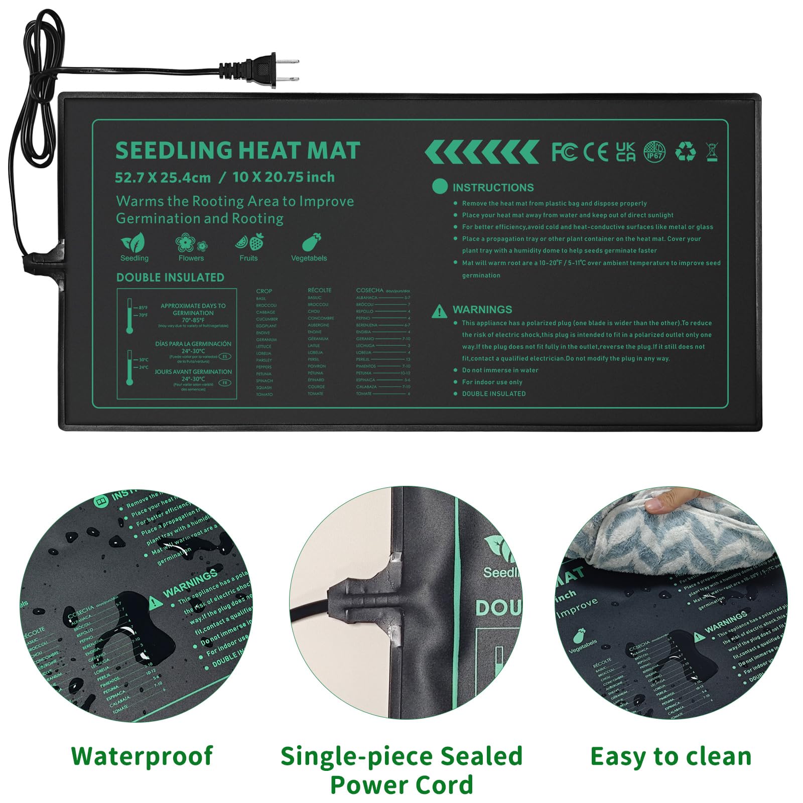 AUPETEK Seedling Heat Mat in use under seedling trays