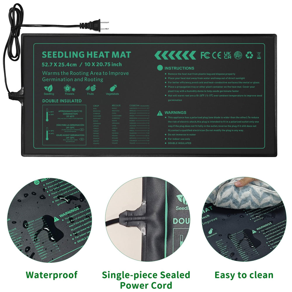 AUPETEK Seedling Heat Mat in use under seedling trays