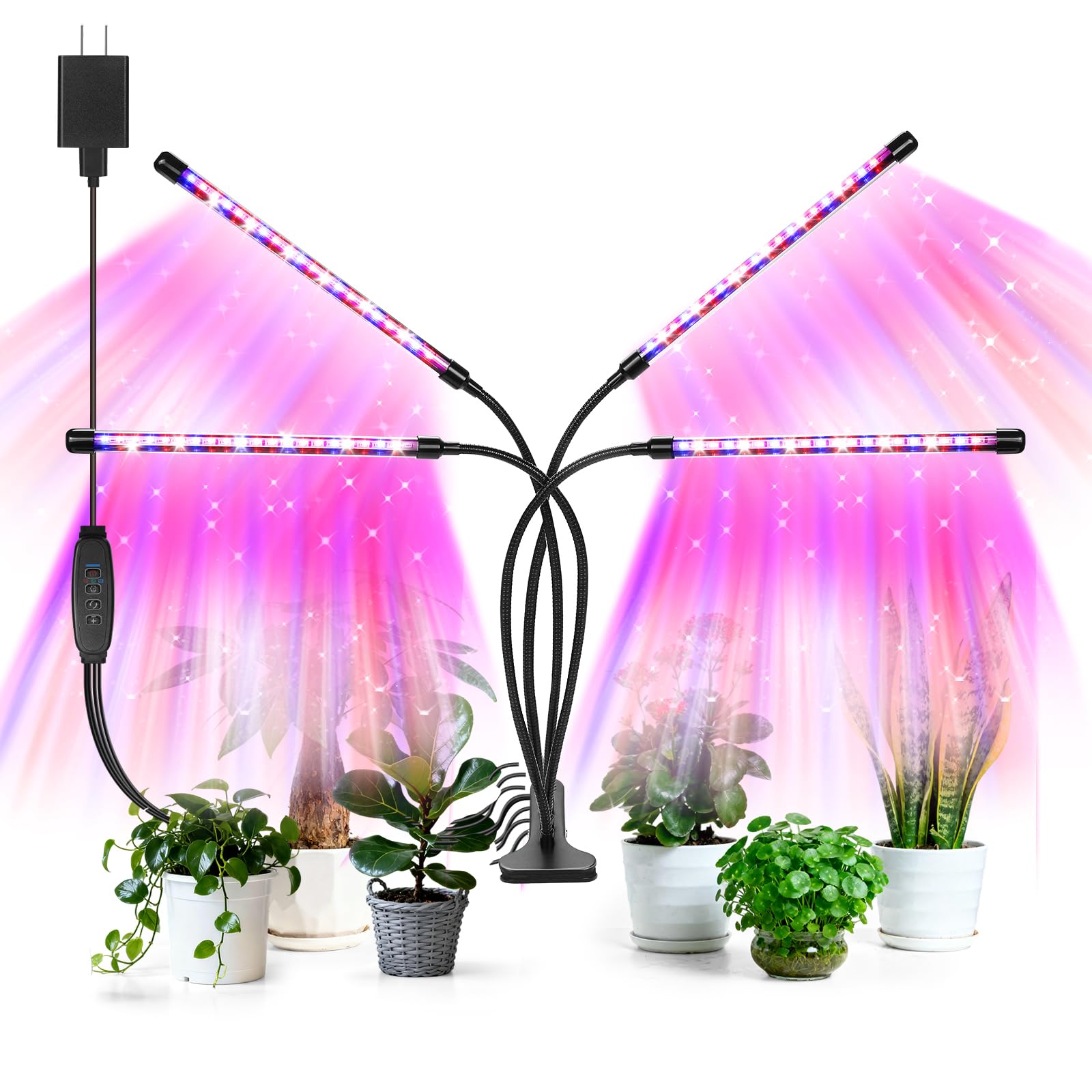 AURAZIGLI LED Grow Light with 4 heads in red and blue colour
