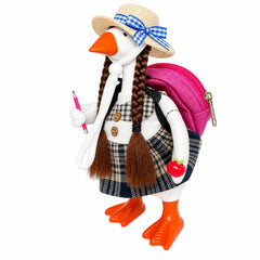 Aurexan 7 Inch Back to School Desk Goose Outfit front view with schoolbag