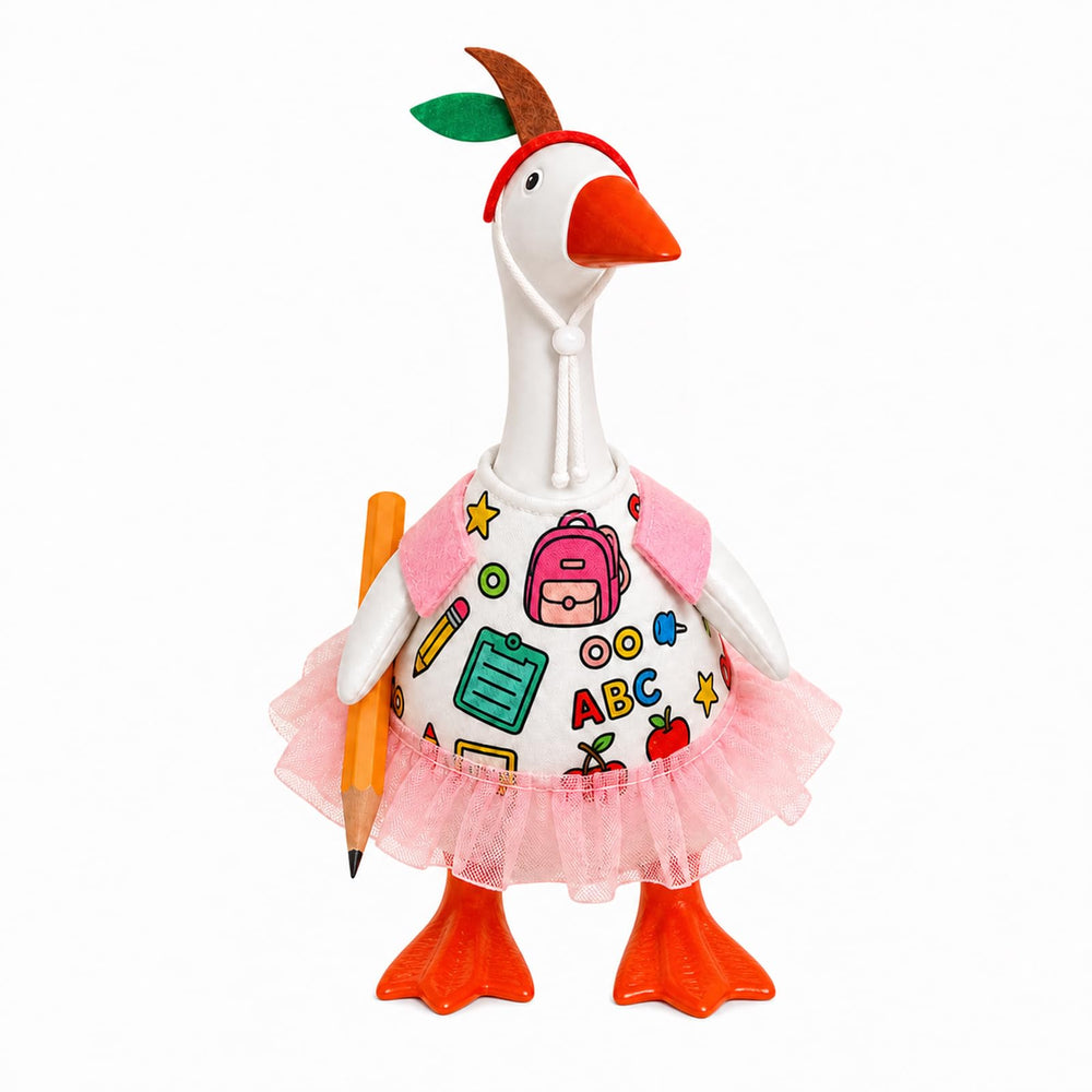 Aurexan 7-inch desk goose outfit in Back to School Pink front view