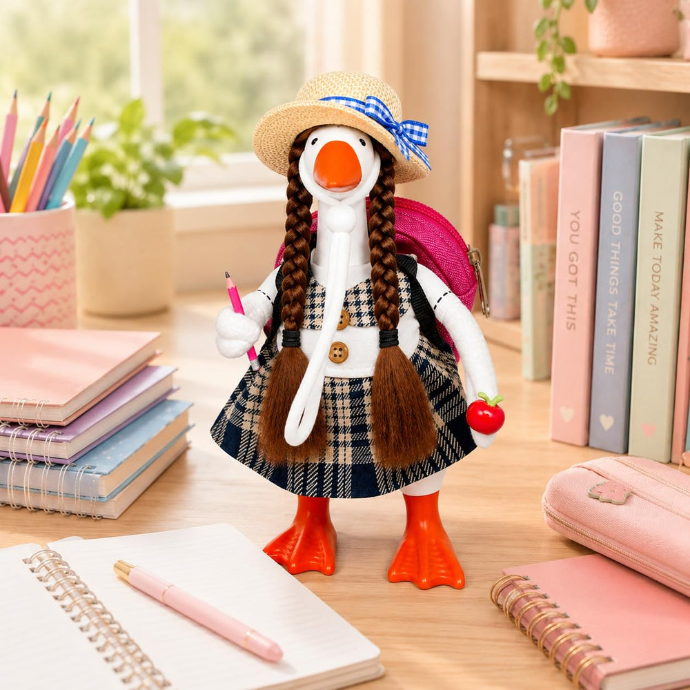 Aurexan Back to School Goose Outfit with colourful schoolbag