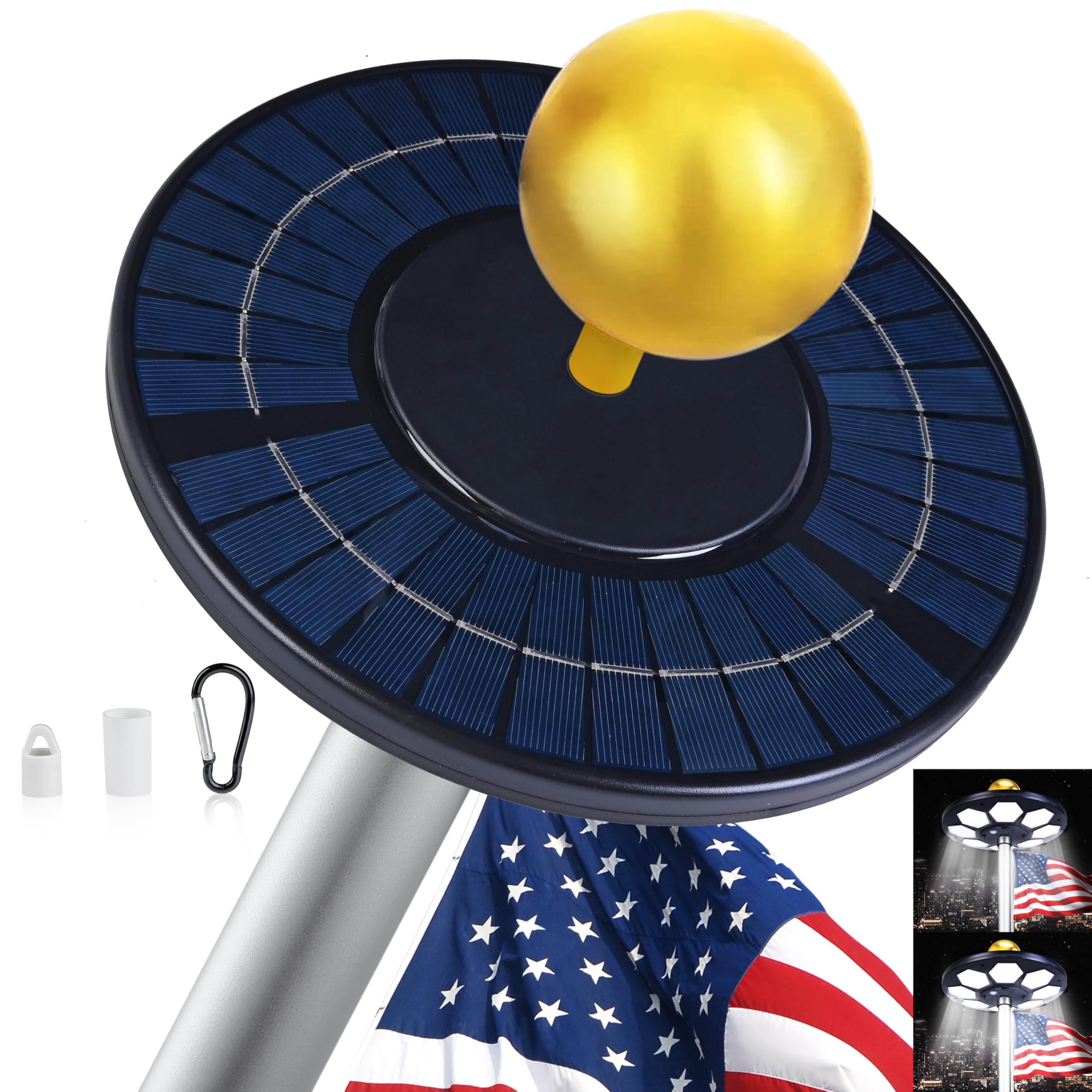 Aurolit Solar Flag Pole Light side view showing solar panels