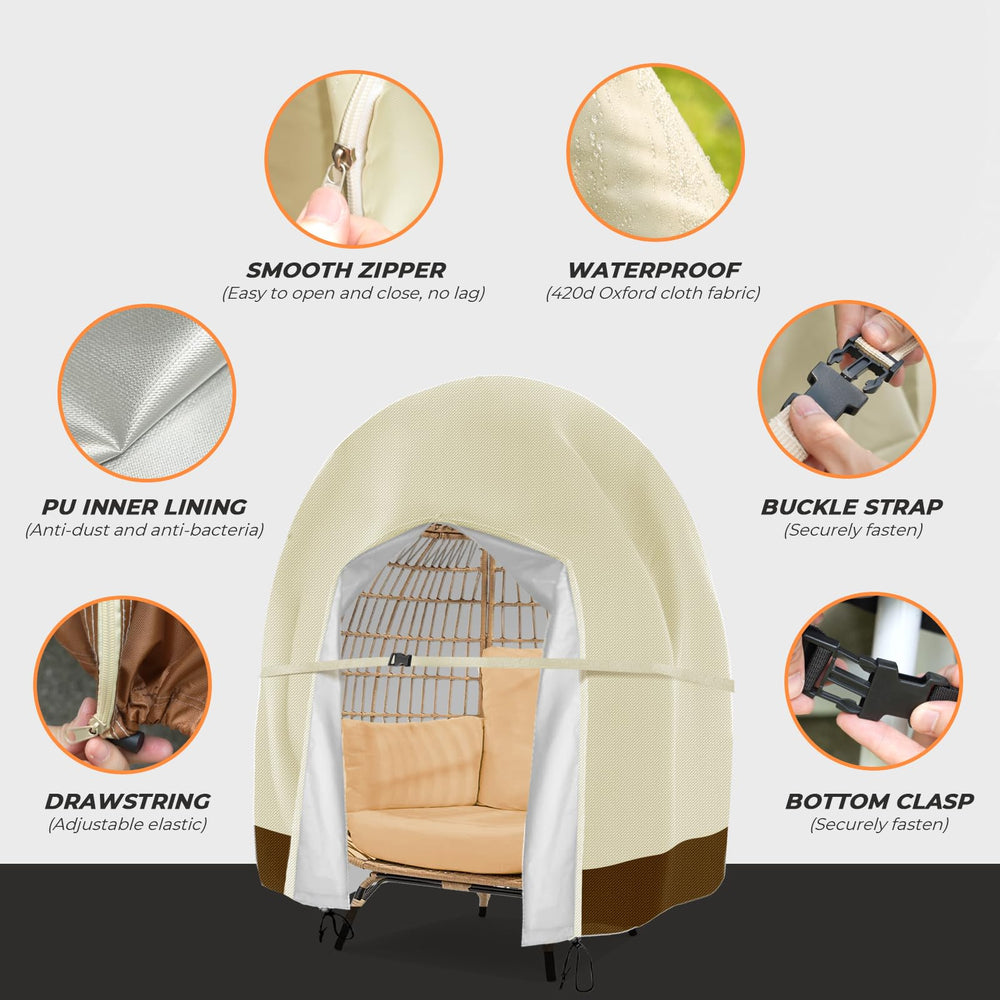 Aurragiy Patio Egg Chair Cover beige in outdoor setting