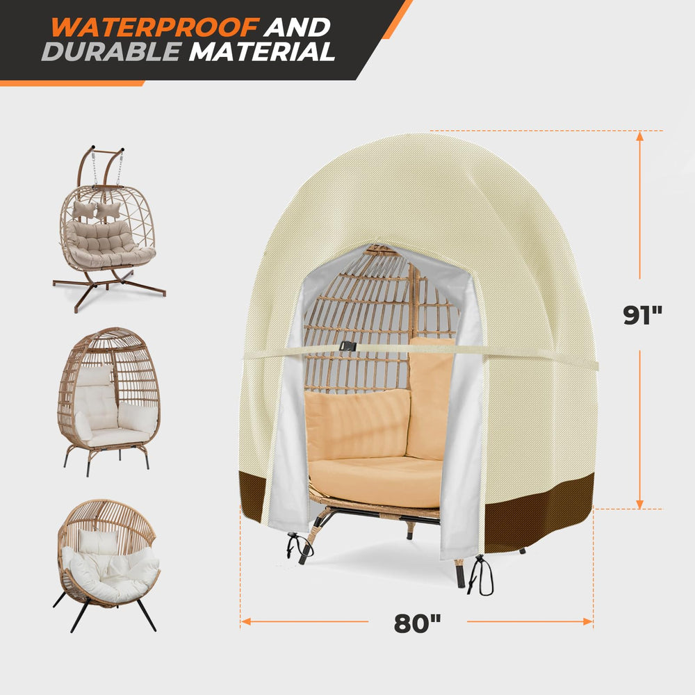 Aurragiy Patio Egg Chair Cover beige with zipper detail