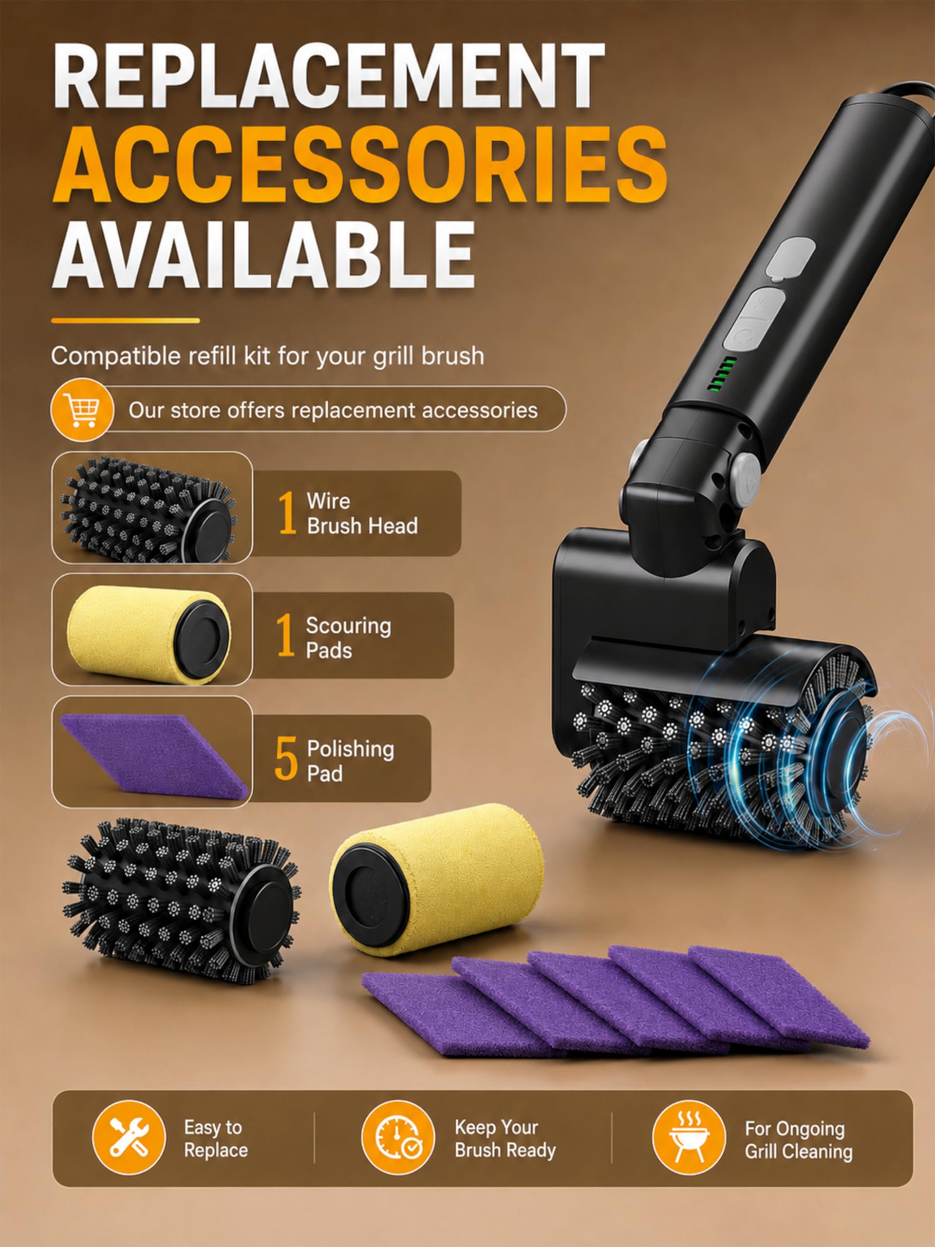 Aurviv Electric Grill Brush brush head detail