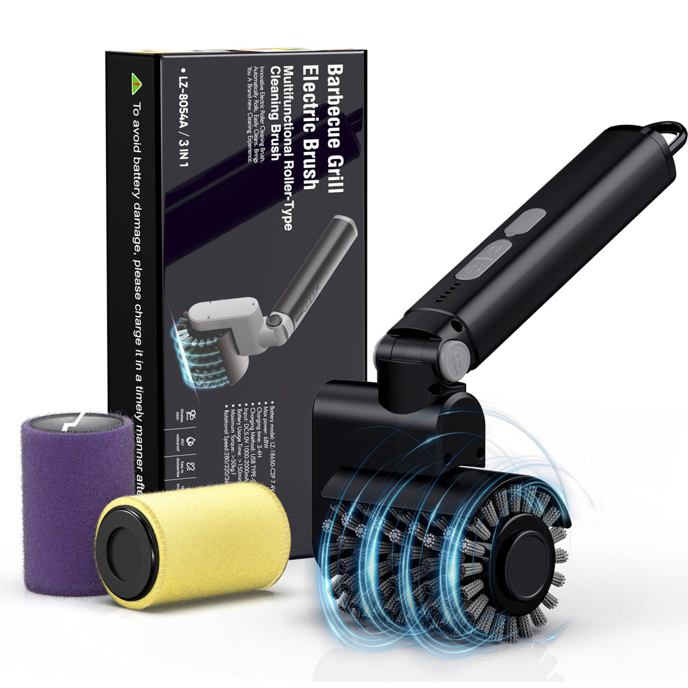 Aurviv Electric Grill Brush front view with black finish