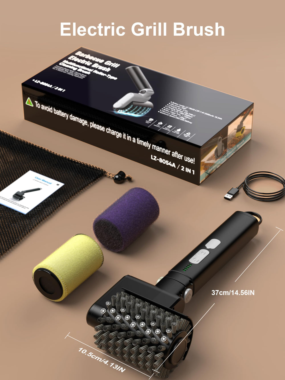 Aurviv Electric Grill Brush side view