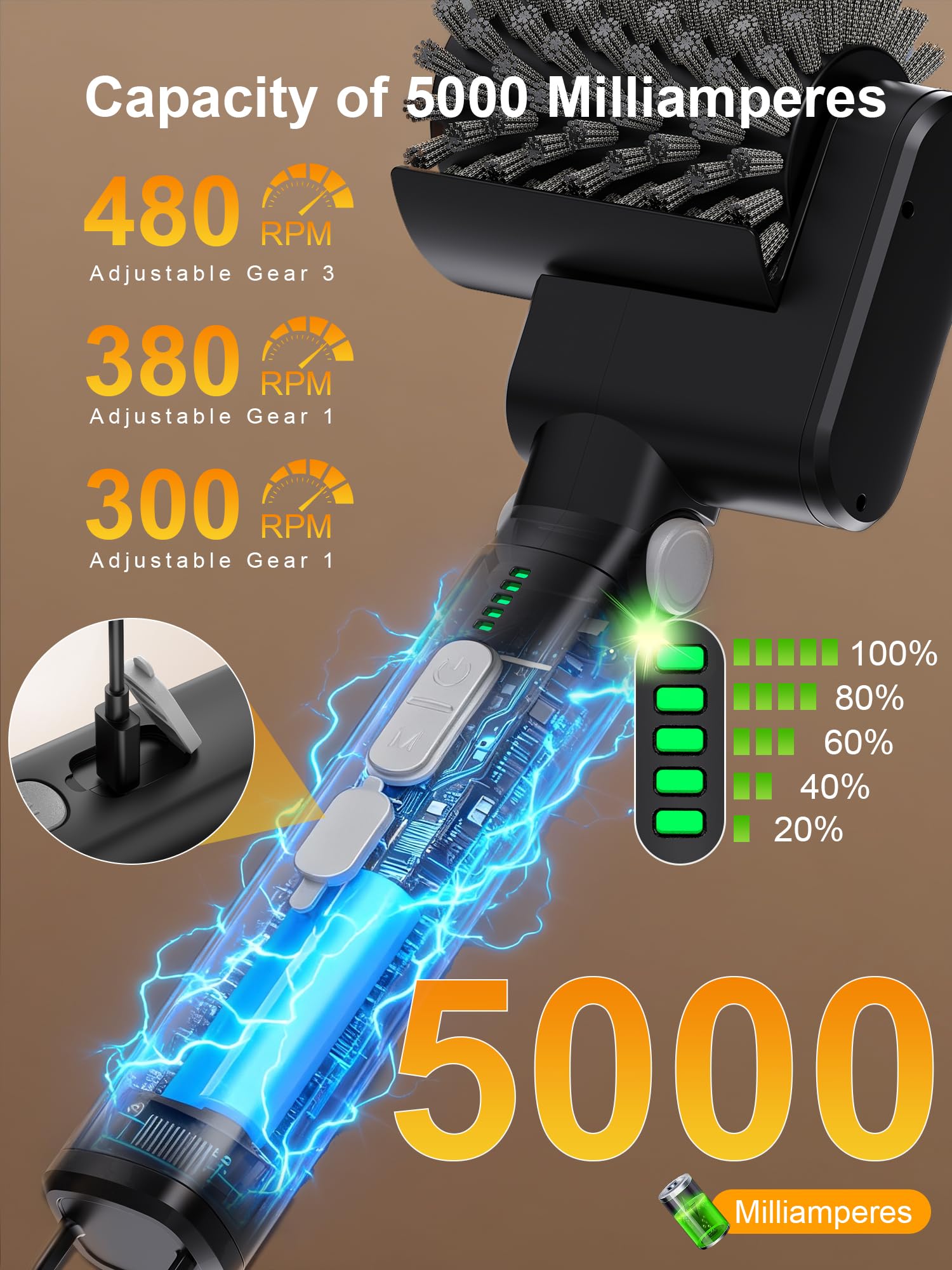 Aurviv Electric Grill Brush with LED battery display
