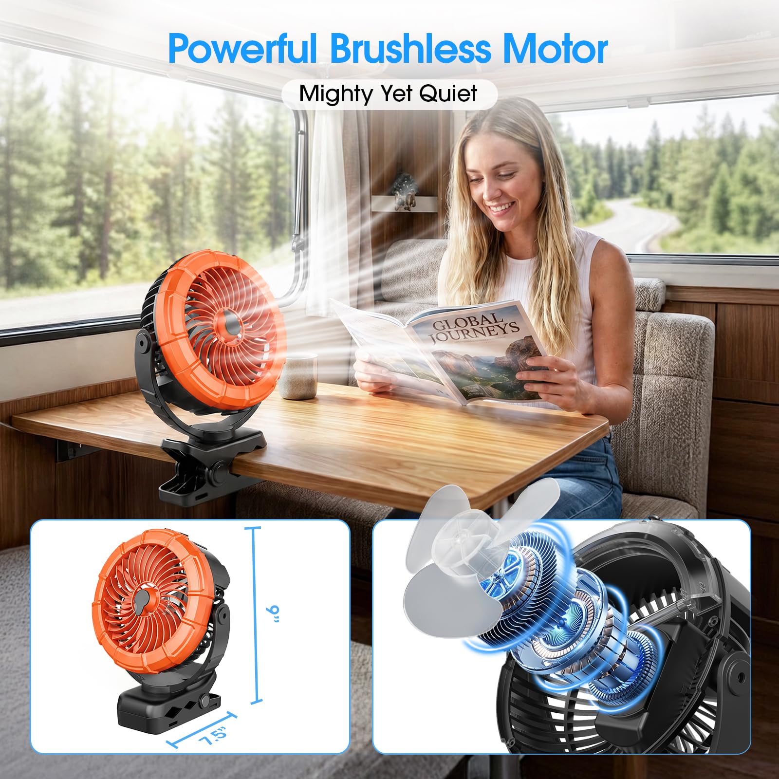 Ausic Misting Fan attached to a stroller