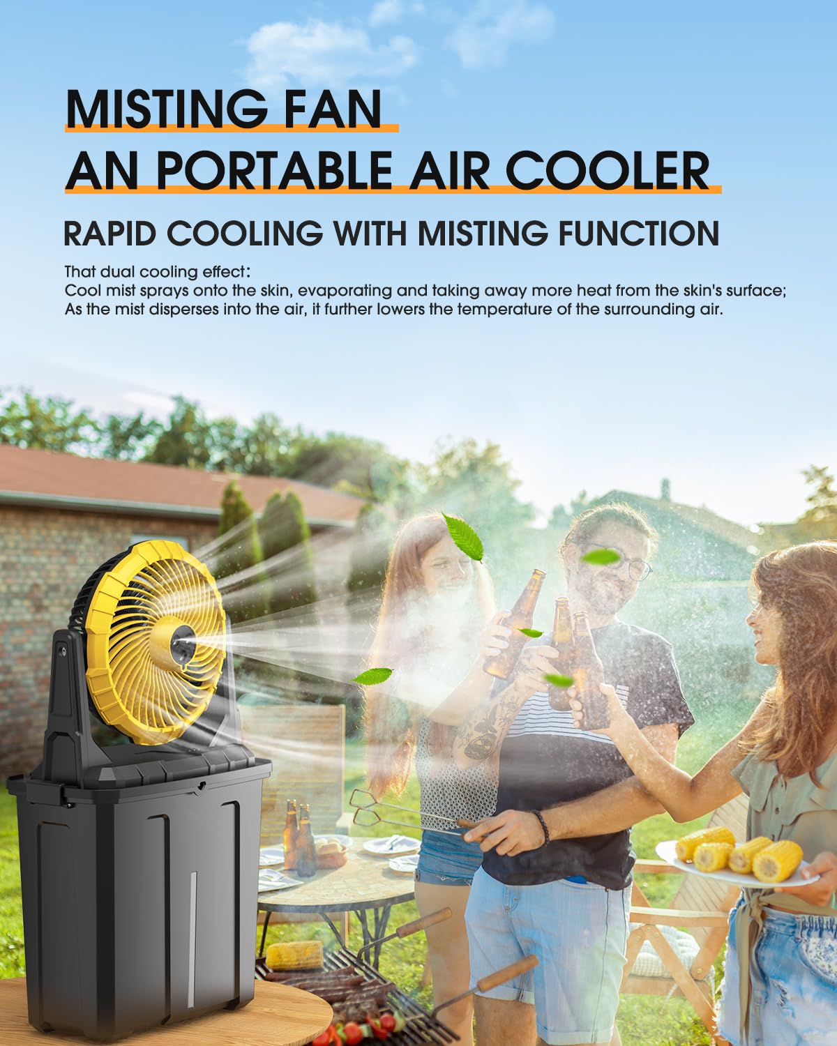 Ausic Misting Fan showing three adjustable speeds