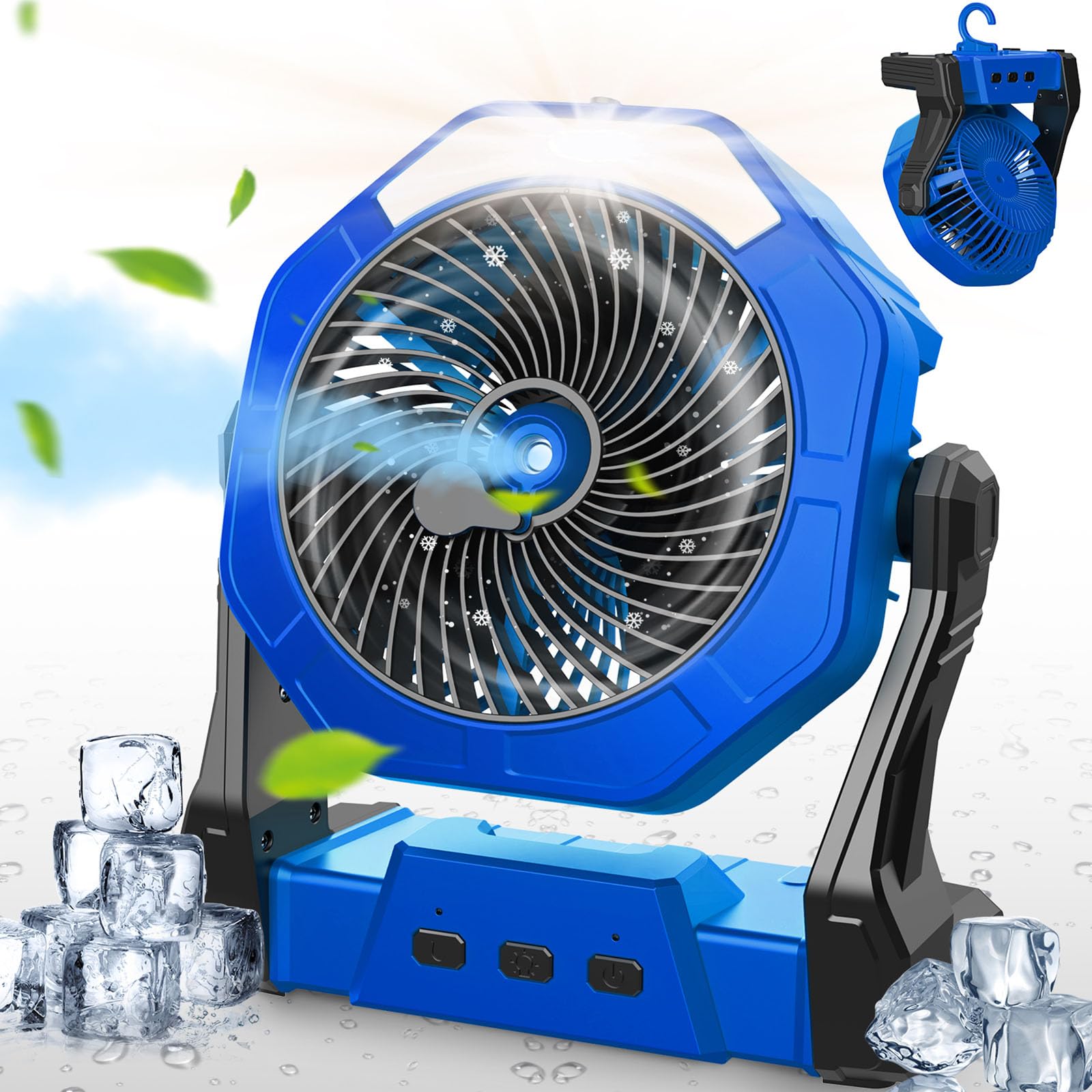 Ausic Portable Misting Fan front view with blue colour