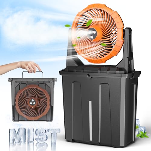 Ausic Portable Misting Fan front view with water bucket
