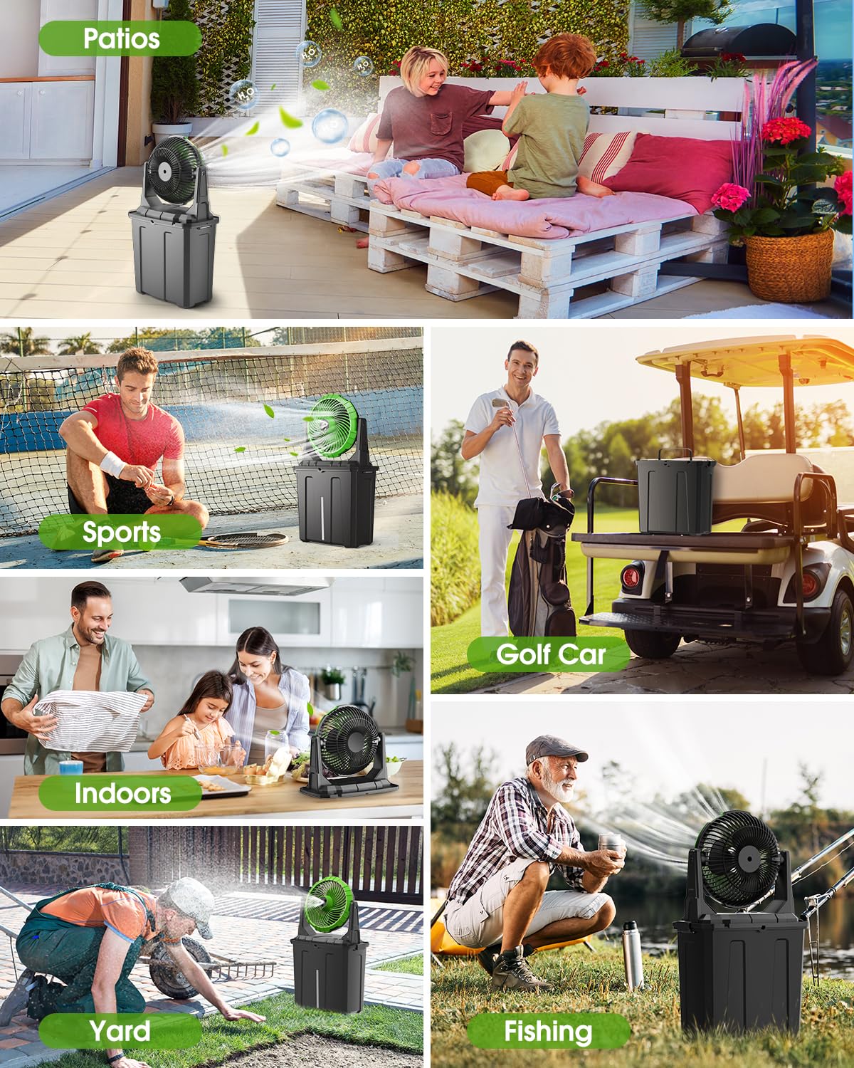 Ausic Portable Misting Fan on a table during outdoor event