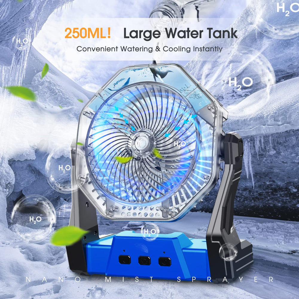 Ausic Portable Misting Fan showing misting feature